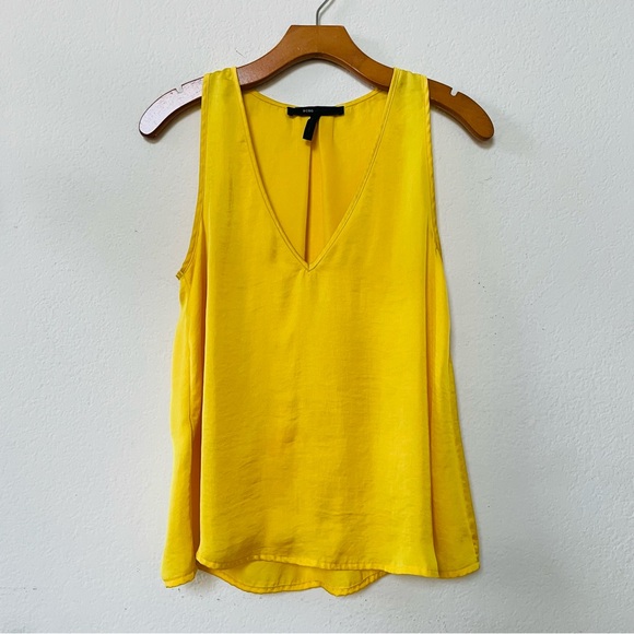 BCBGMaxAzria Tops - BCBG Max Azria Women's Satin Top Vneck Tunic flowy bright yellow tank top XS